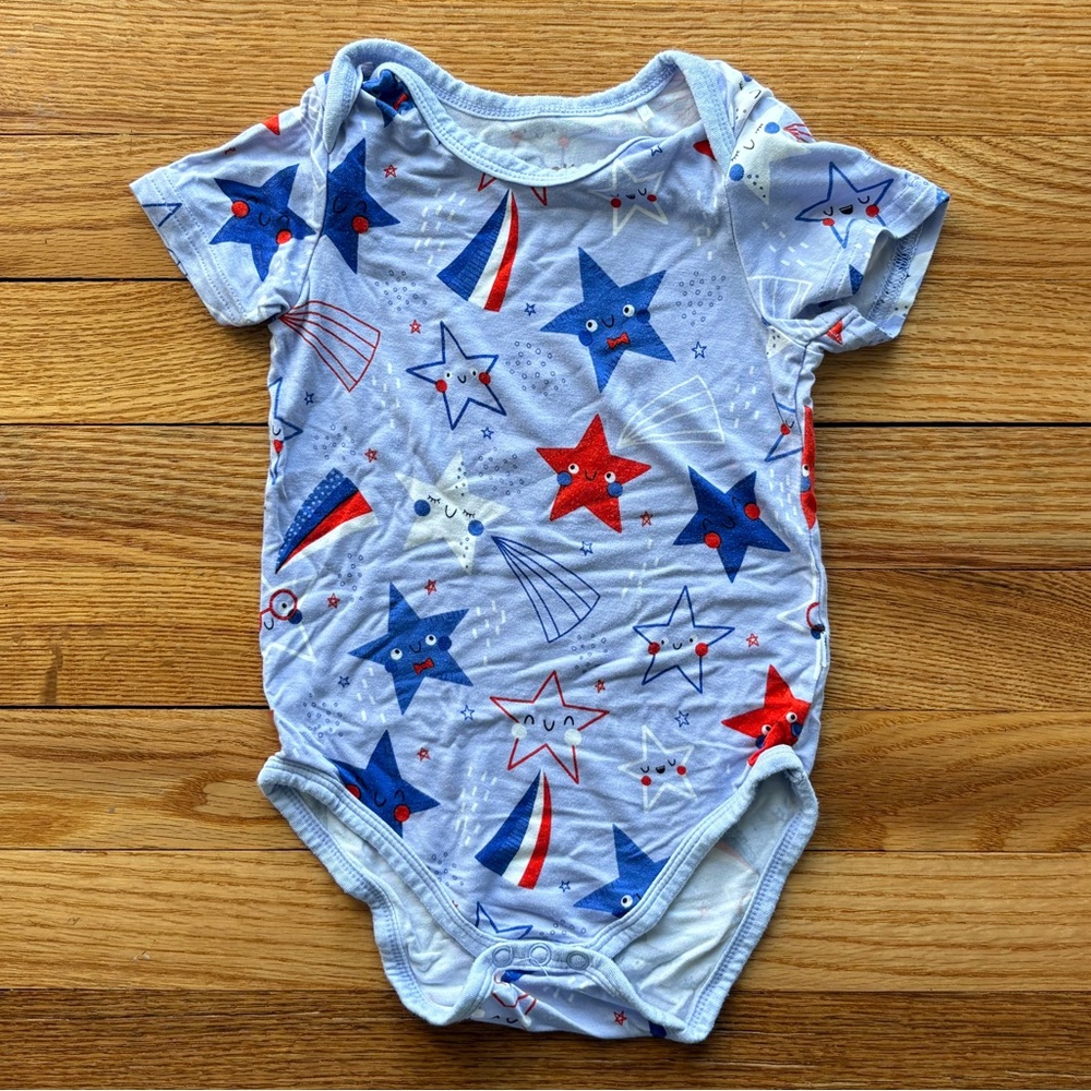 Little Sleepies Blue Stars and Stripes Short Sleeve Bodysuit Size 18-24 Month
